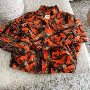 BDG Vibrant Orange and Brown Sherpa Jacket